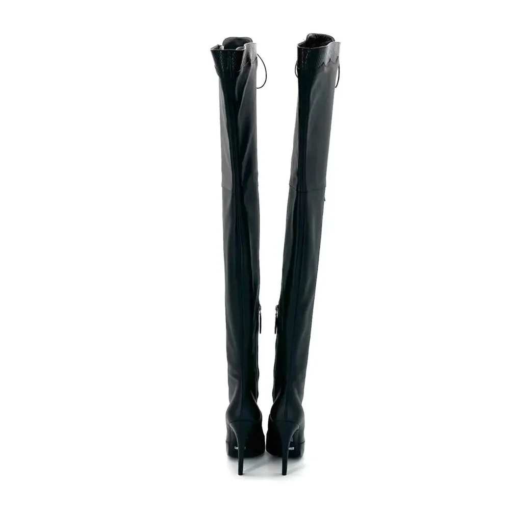 NEW Gucci Harriet Cruise 2023 Snake Emboss Over The Knee High Heel Boots 37